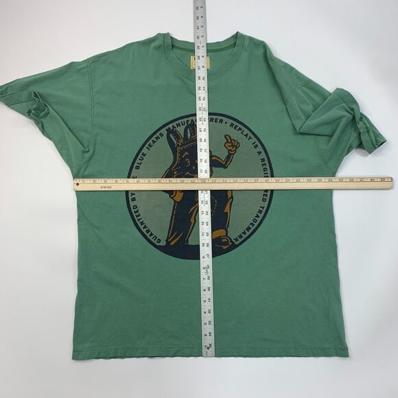 Replay Basic T Shirt Mens L Large Green Sanforized Cotton Union Made In USA Tee - Picture 6 of 16